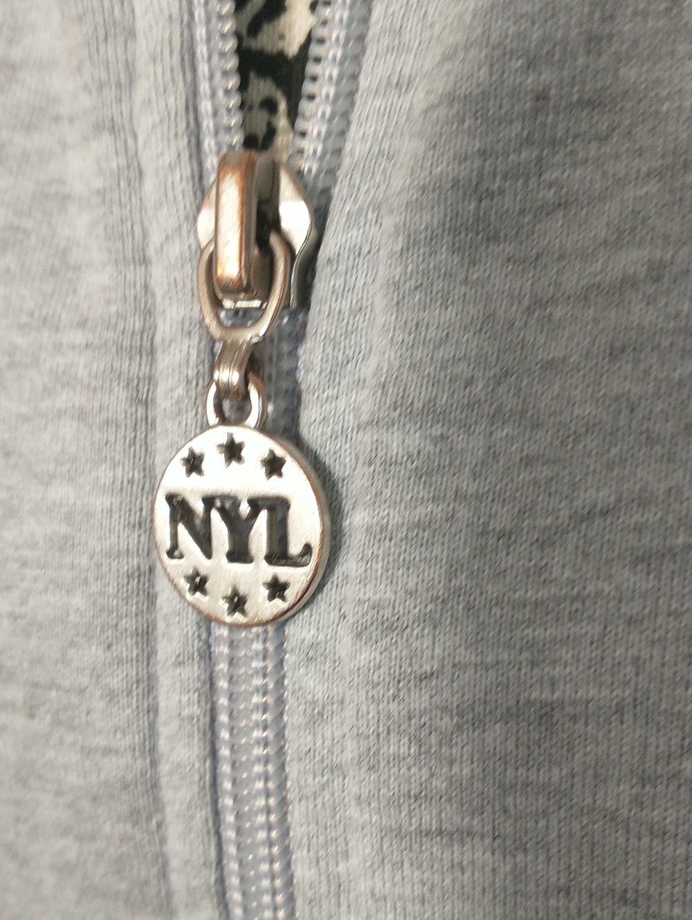 New York Laundry Zip Up Track Jacket, Striped, Gray/White, Size L, Athleisure - Picture 2 of 8